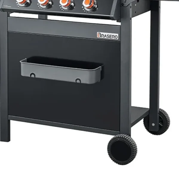 Barbecue gaz BRASERO Spring II - 4 Feux - Surface de cuisson mixte - 1/2 plaque Fonte - 1/2 grille Fonte - 12,6 kW - Noir – Image 3